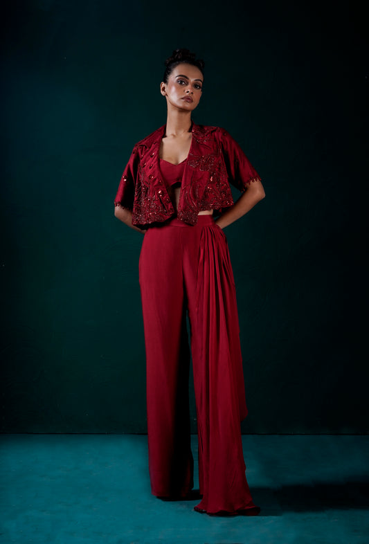 Merlot Jacket with bustier and pants