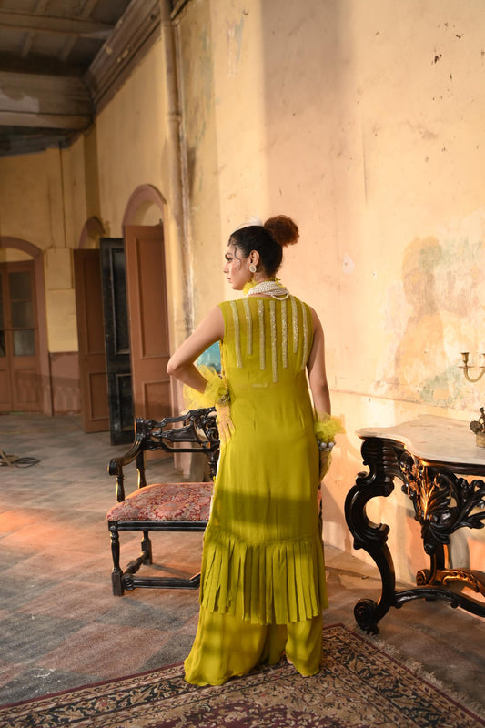 "Fennel" Jacket with bustier & flared pants