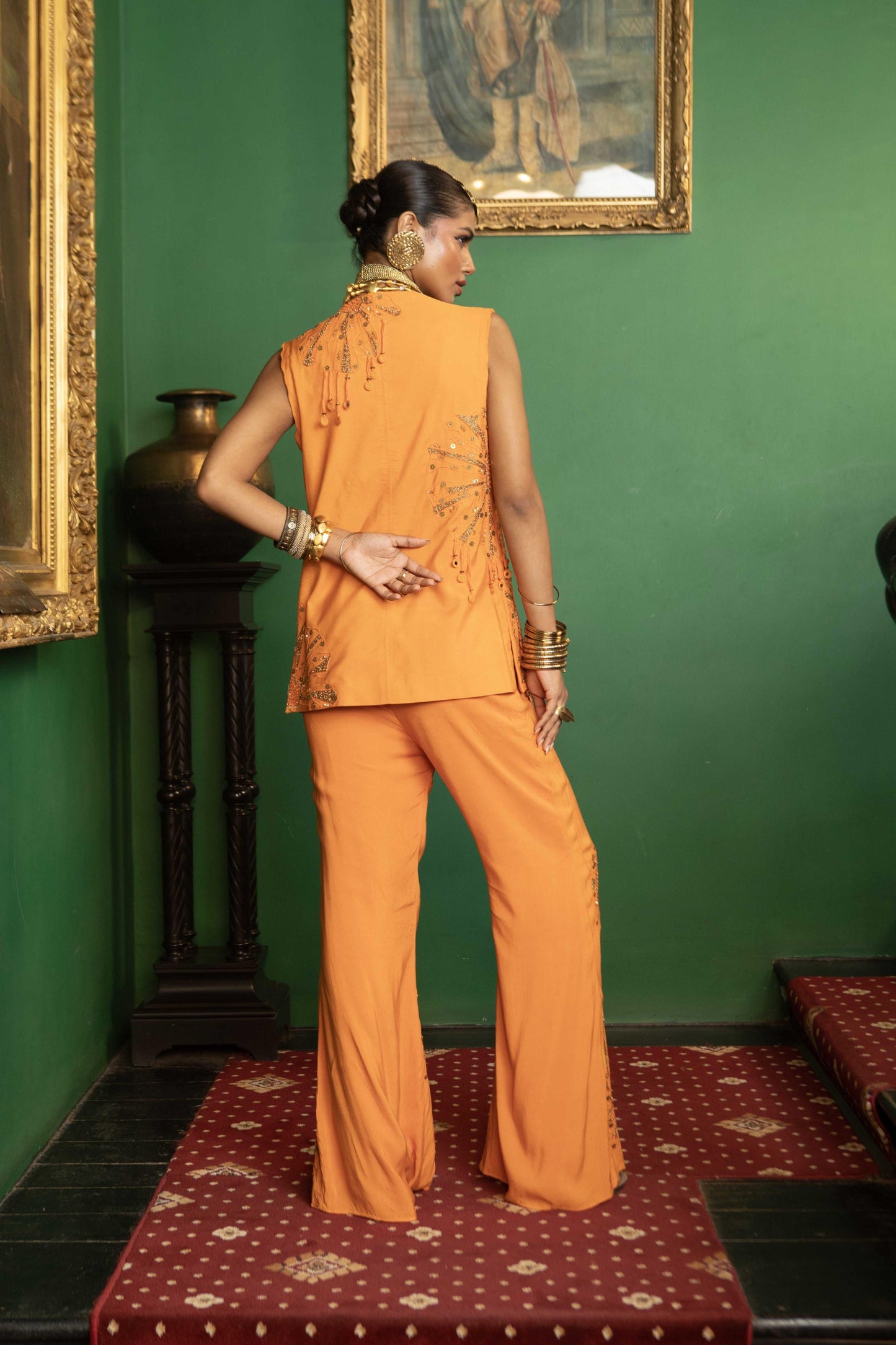 "Marigold" Jacket With Bustier & Flared Pants