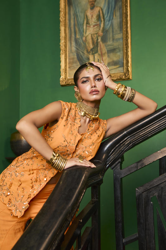 "Marigold" Jacket With Bustier & Flared Pants