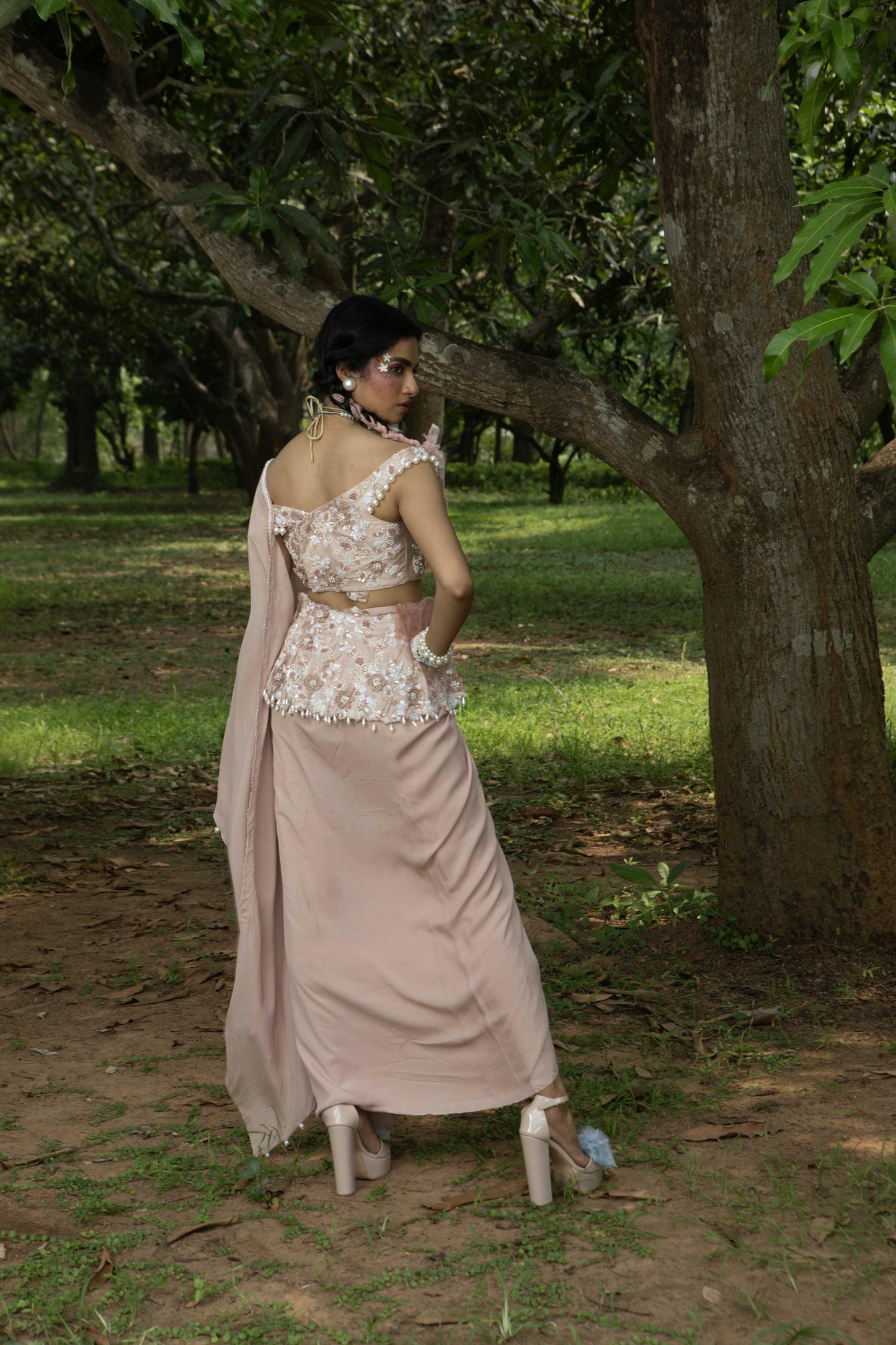 "Velina" Peplum with Bustier & a drape Saree