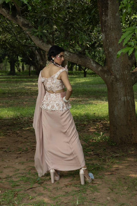 "Velina" Peplum with Bustier & a drape Saree
