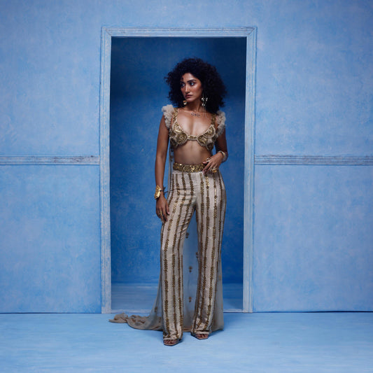 "Ember Verse" Crop And "Ember verse" Pant With Shoulder Veil