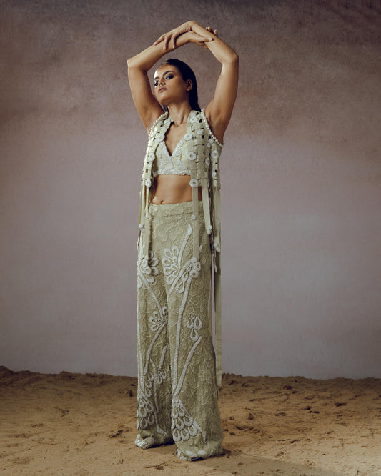 "Eirwyn" Jacket With. bustier & embroidered Pants