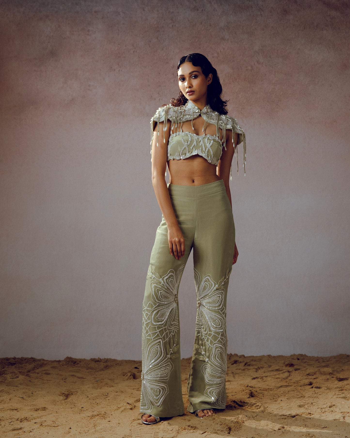 "bracklin" Cape with Bralette & "Mossara" pants