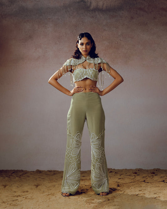 "bracklin" Cape with Bralette & "Mossara" pants