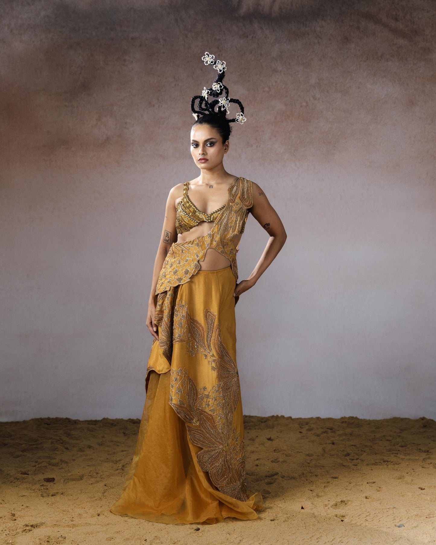 "Drevale" drape & skirt with bustier