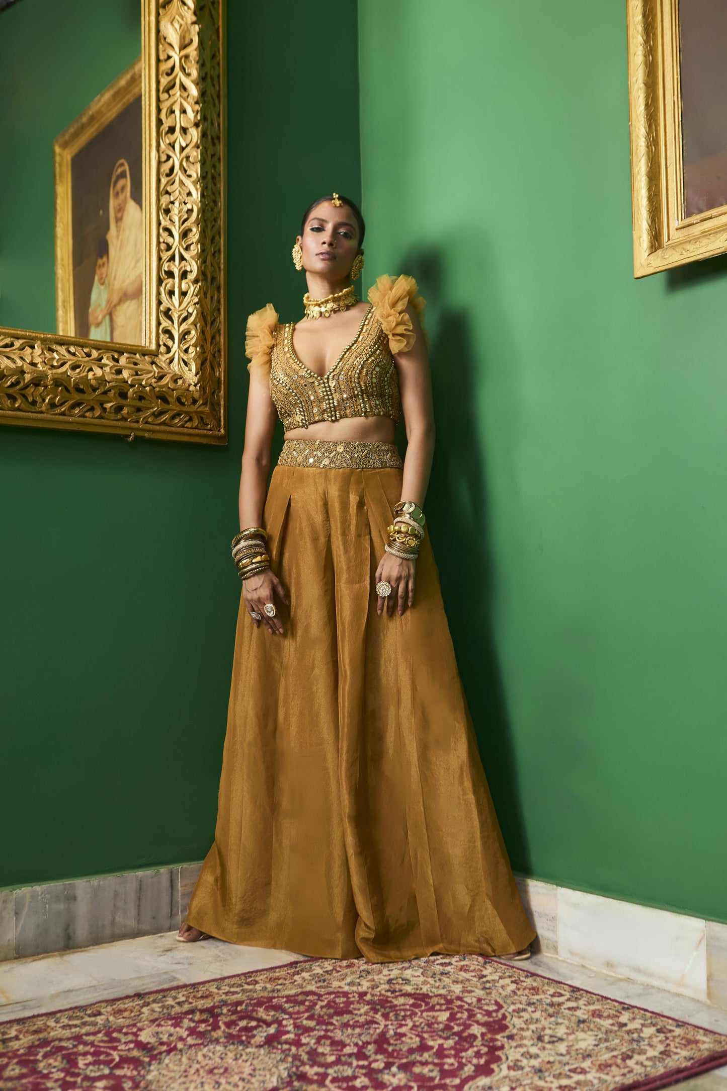 "Coronet" Blouse with flared pants