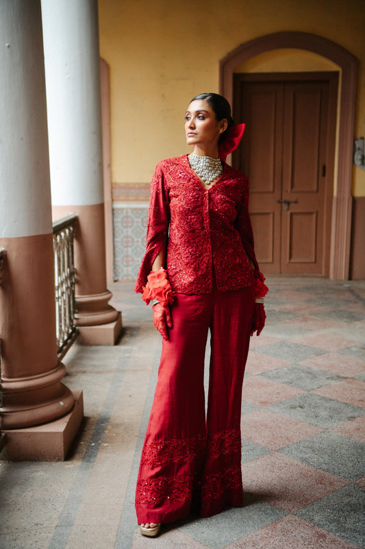 "Burn Mark" Jacket with Flared Pants