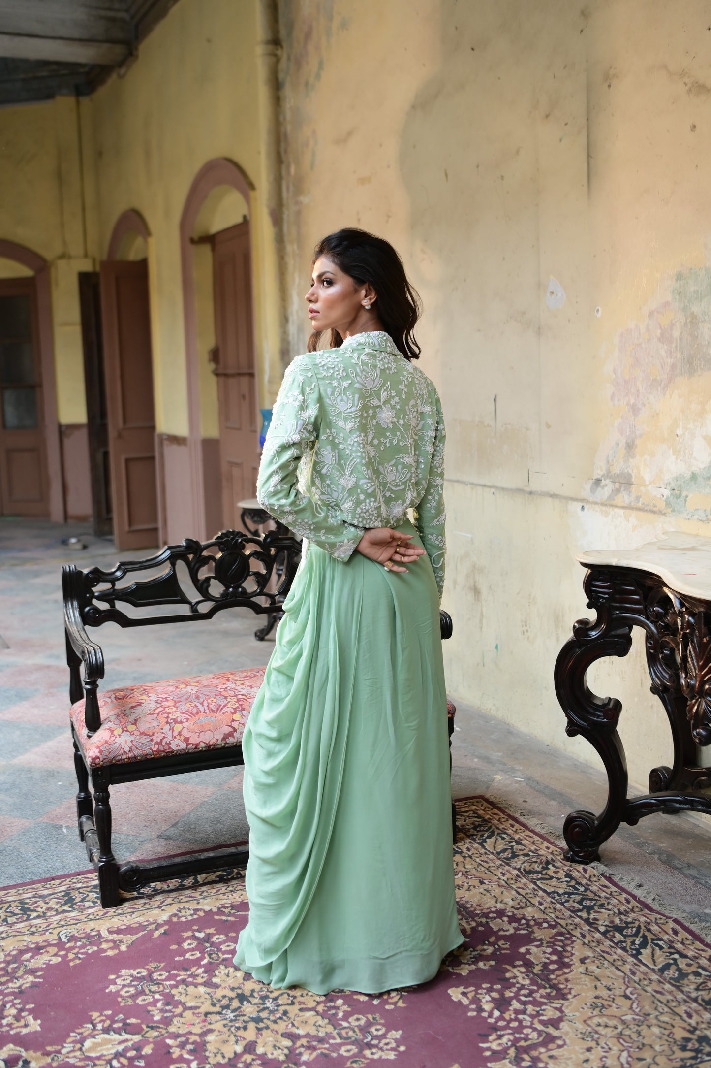 "Seer" Jacket With Drape Skirt