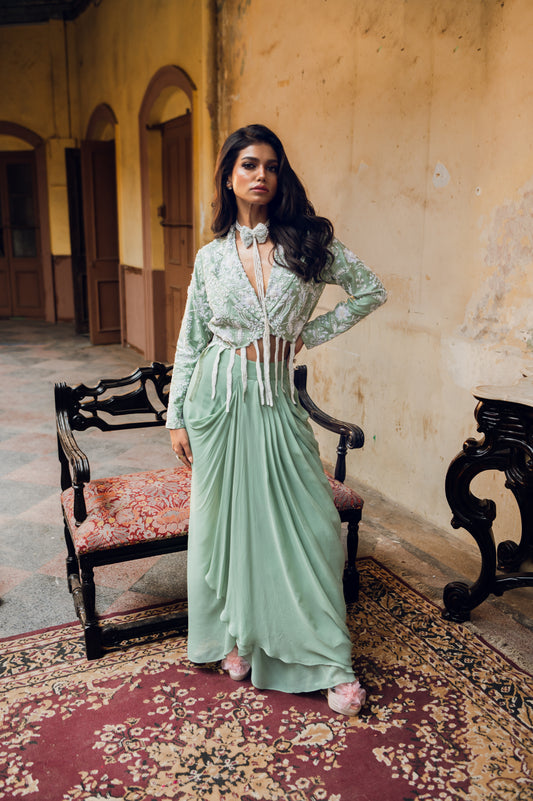 "Seer" Jacket With Drape Skirt