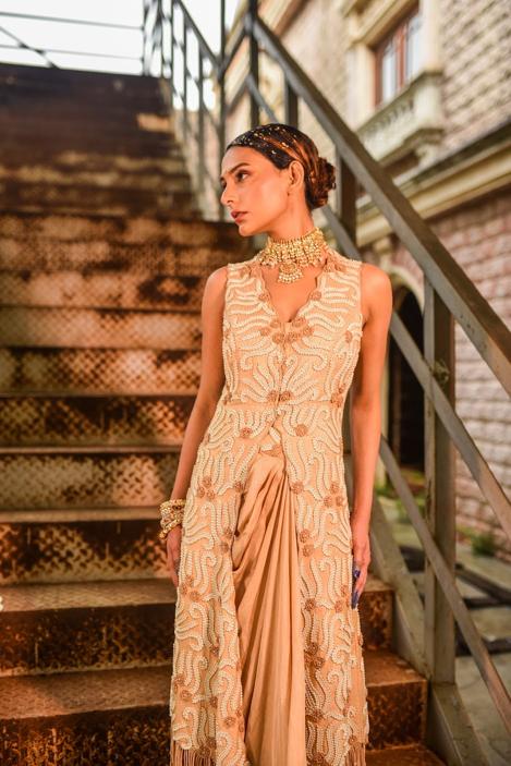 "Solivo" jacket & drape skirt