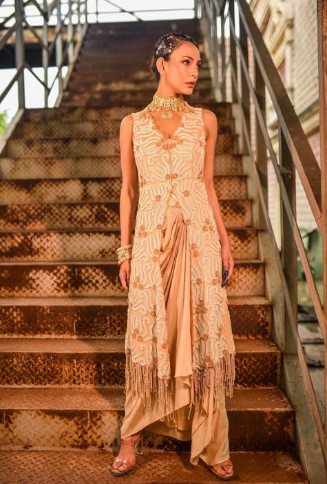 "Solivo" jacket & drape skirt