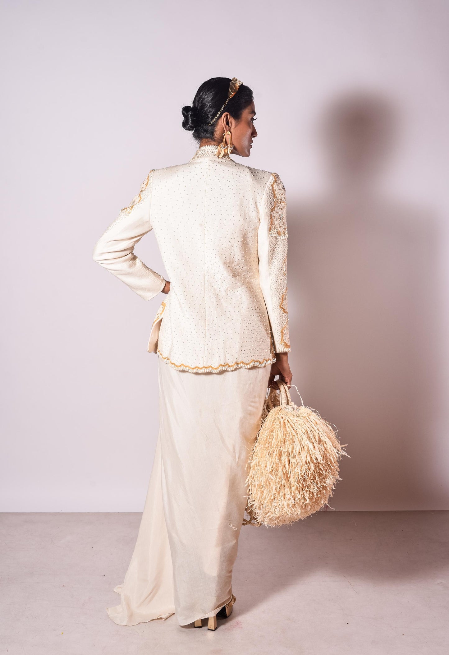 "Verlis" Jacket with bustier & drape skirt