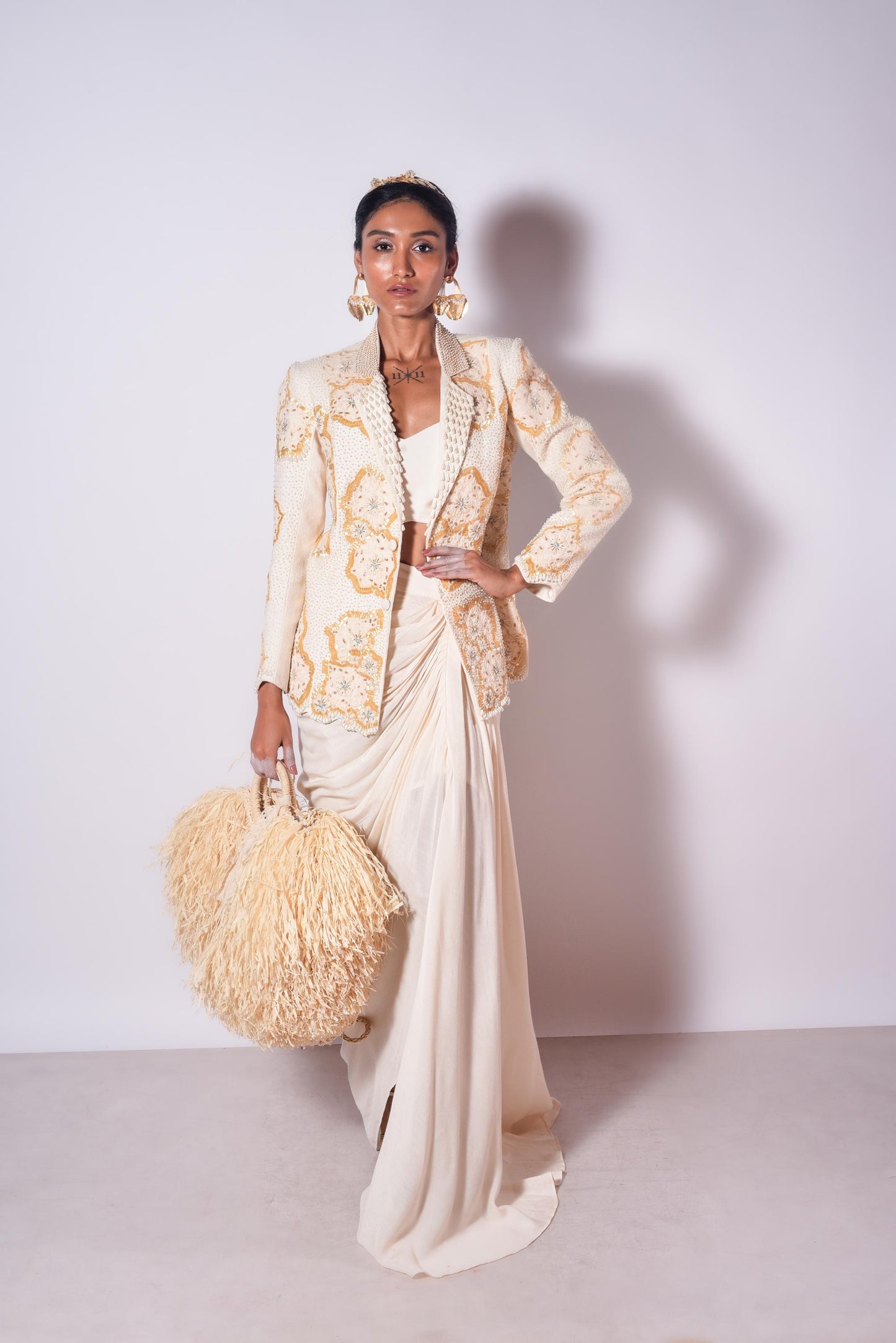 "Verlis" Jacket with bustier & drape skirt
