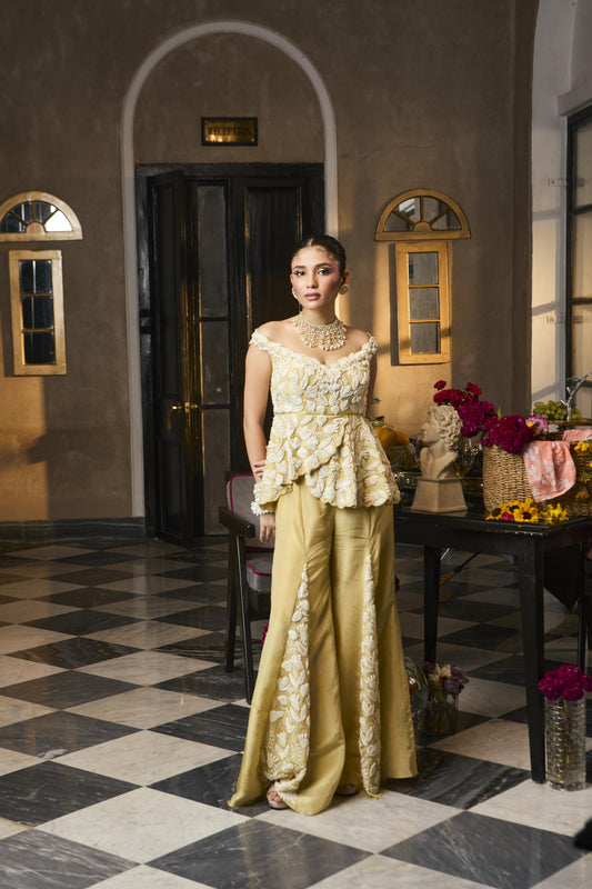 "Loam" Peplum Top with embroidered pants