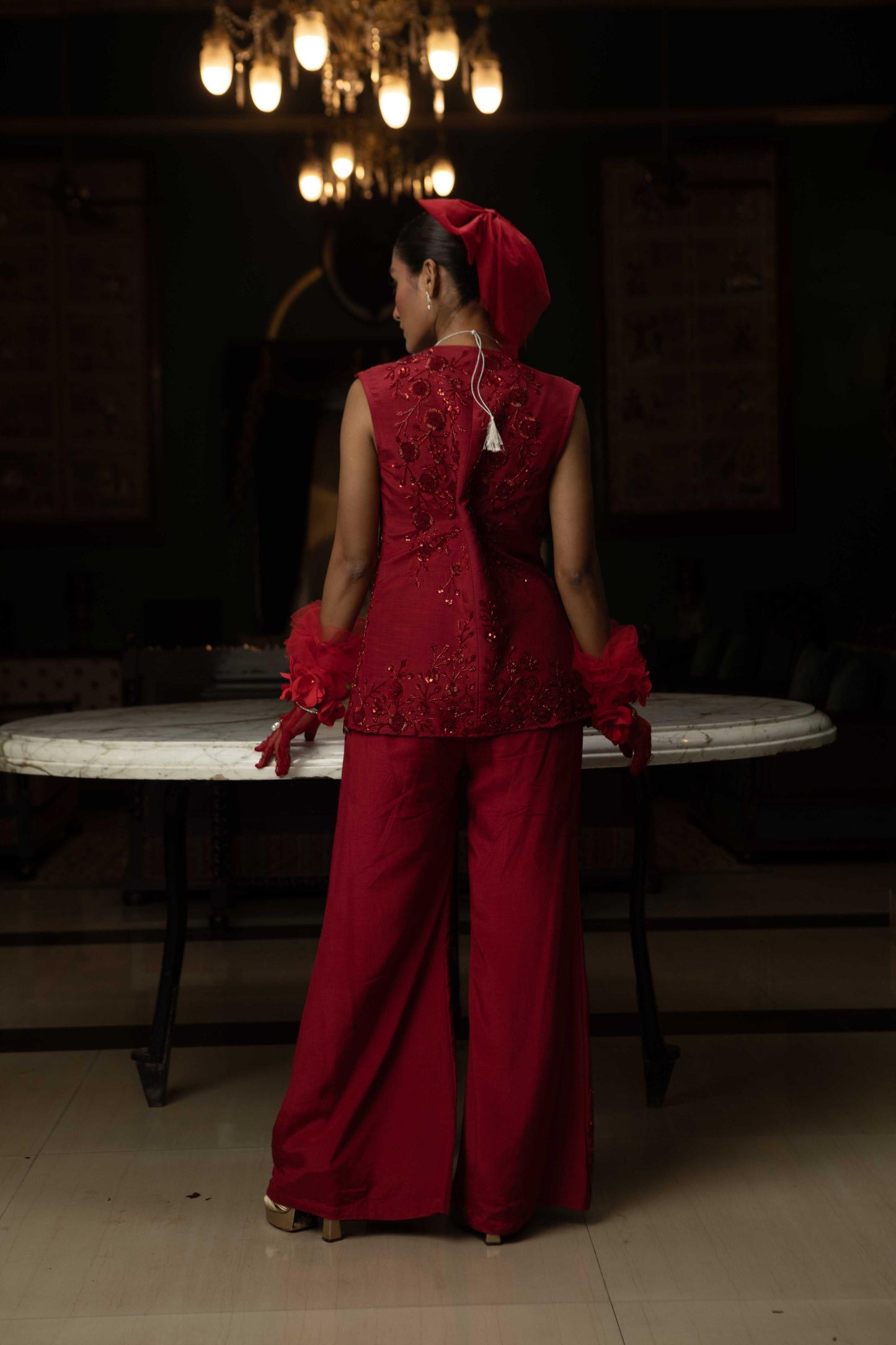 "Furnace" Jacket with Flared Pants & Bustier