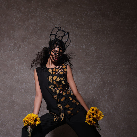 "Coven" jacket and Bustier with Flared Pants