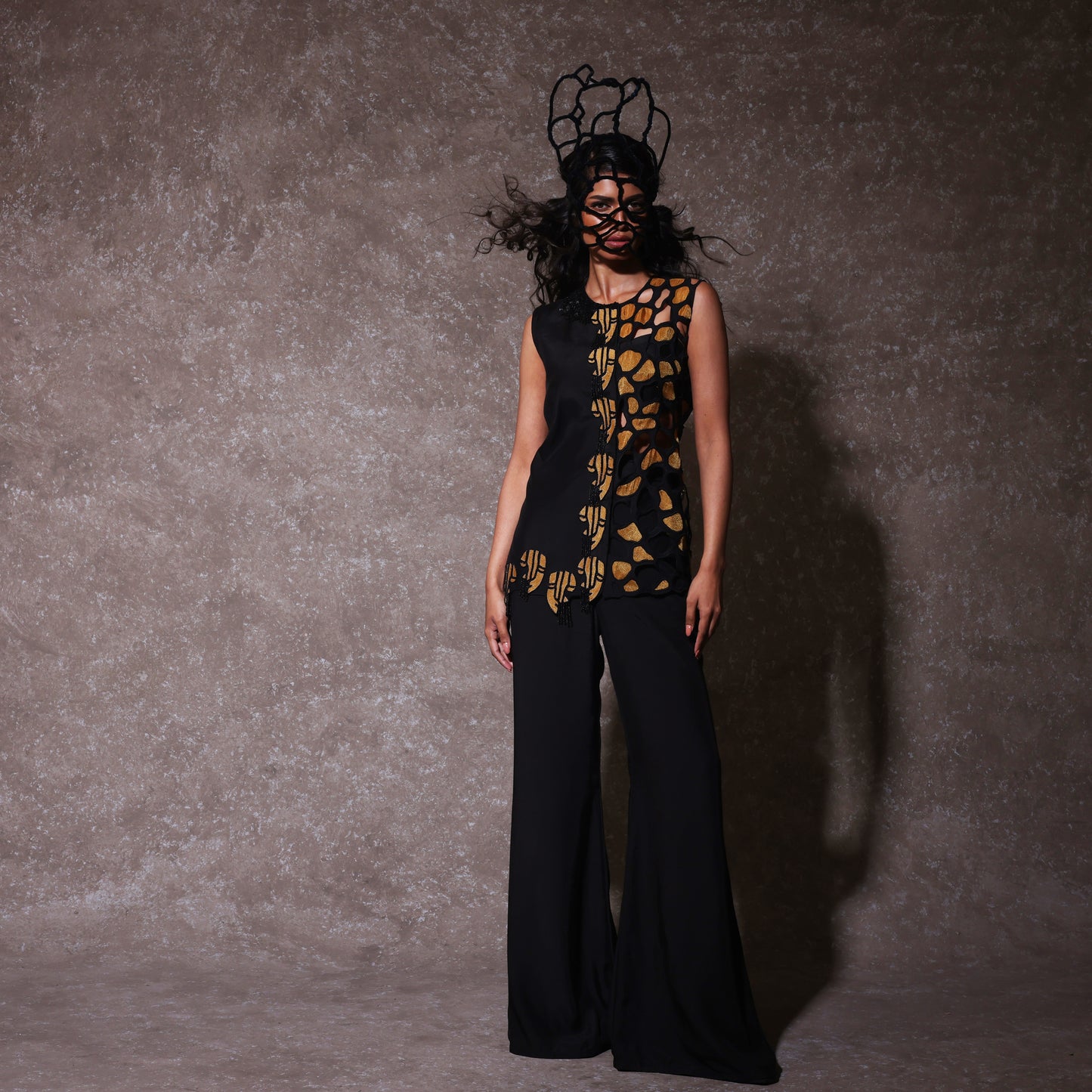 "Coven" jacket and Bustier with Flared Pants