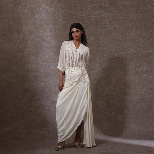 ""Eldwyn" Shirt with Bustier & draped Skirt