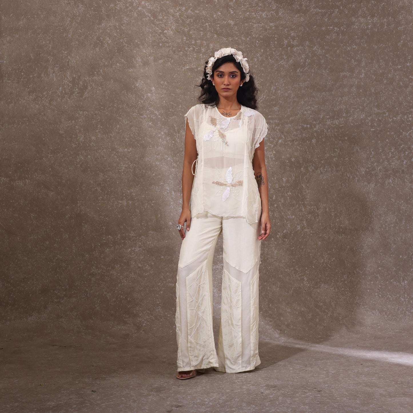 "Mourne" Overlay with Bustier & Flared Trousers