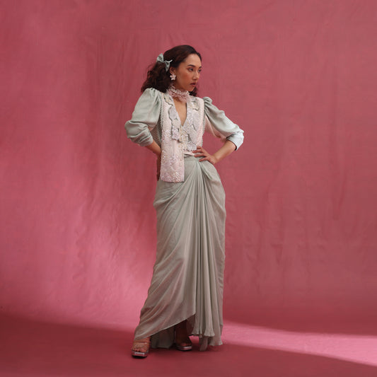 "Crepus" Jacket with Drape skirt