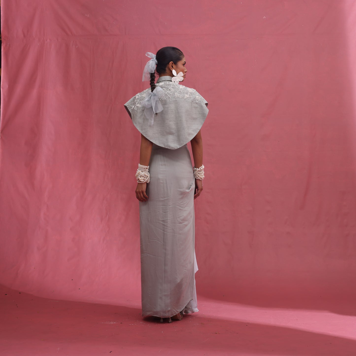 "Obelisk" Cape With Bustier & Draped Skirt