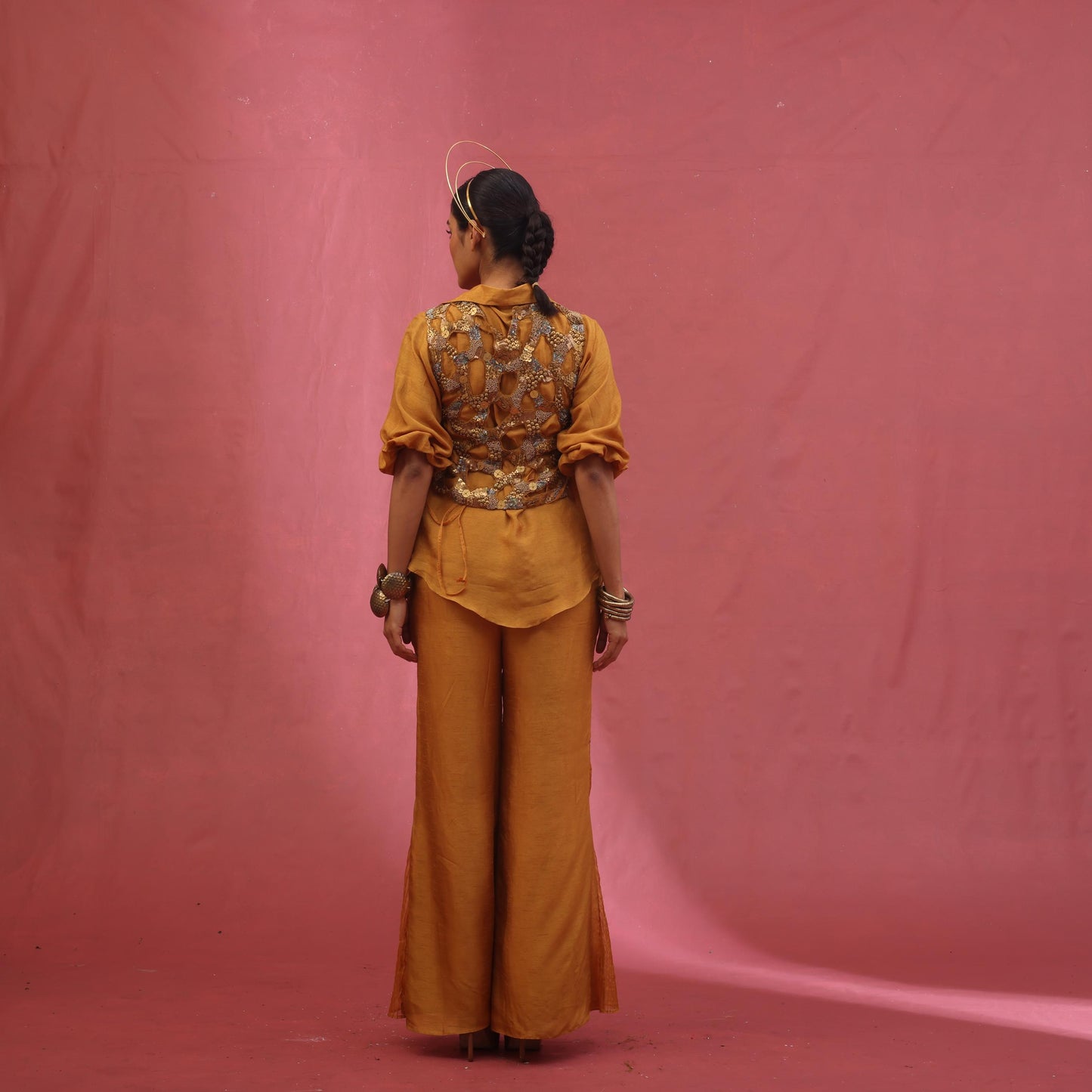 "Atoned" overlay with shirt & flared pants