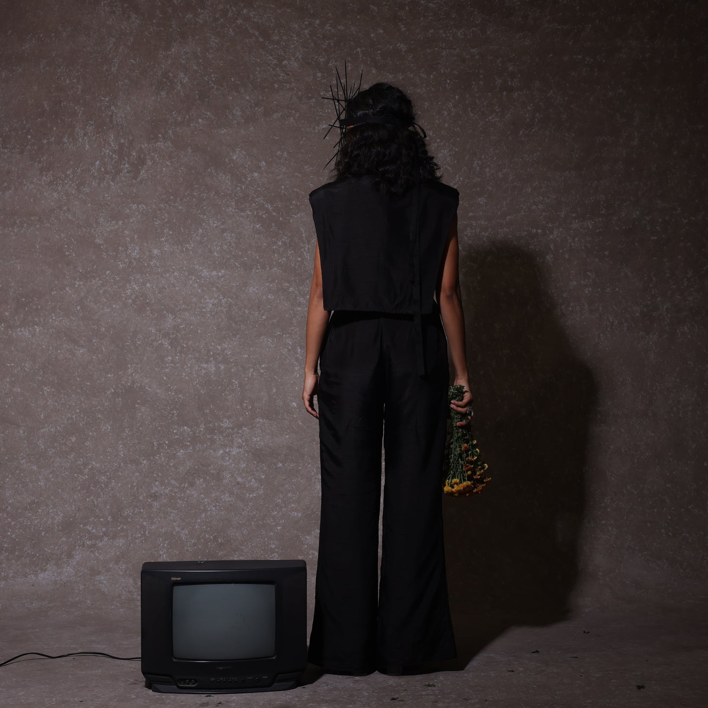 "Mitrail" overlay with Bustier and Flared Pants