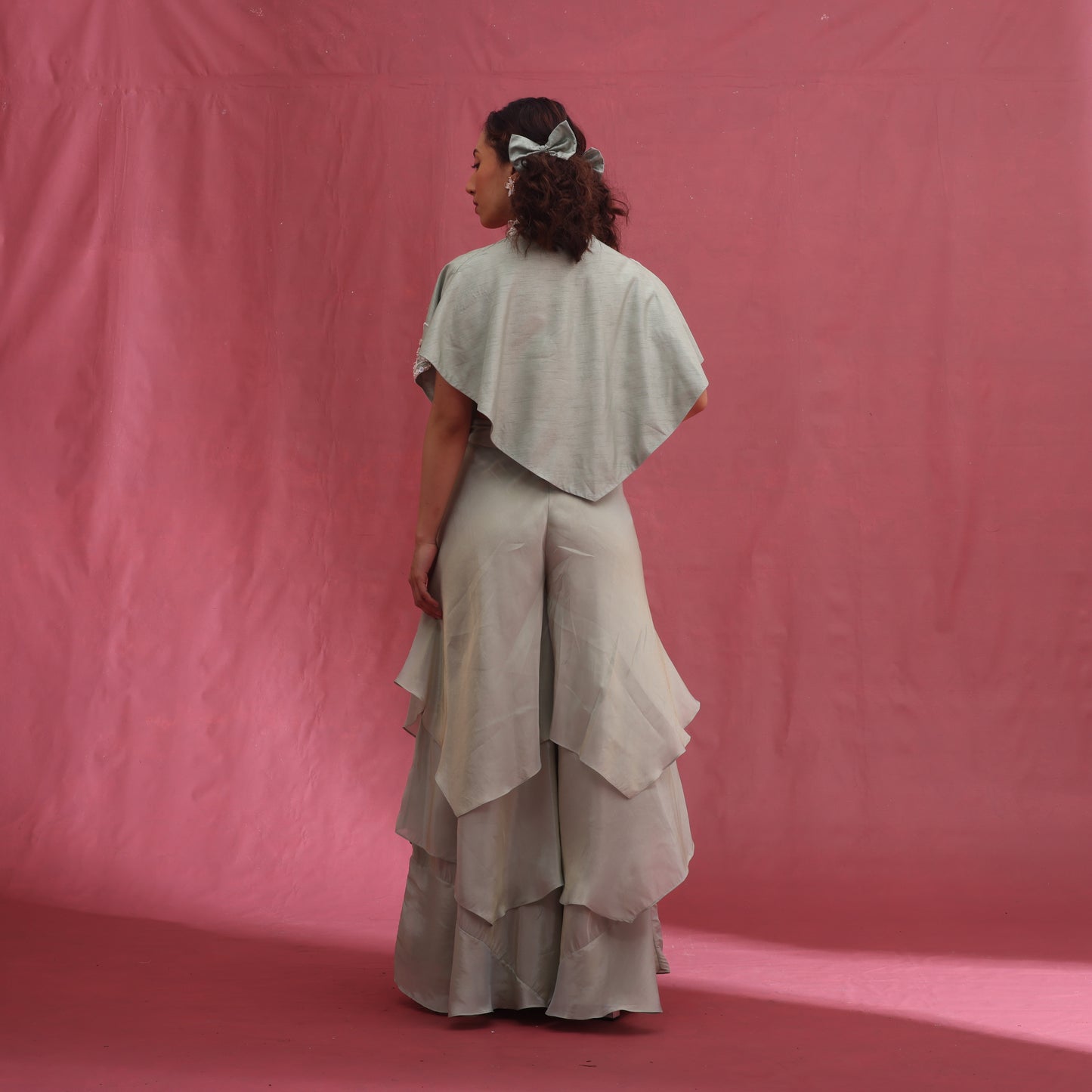 "Vanta" Cape, Bustier and Layered Flared Pants