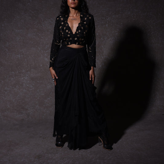 "Omen" Jacket with Draped Skirt