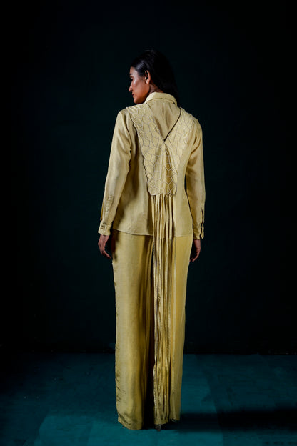 "Echoleaf" fringed Overlay with shirt and pant