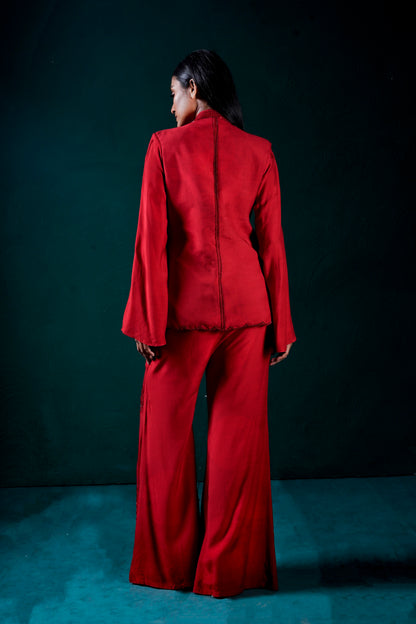 red pant suit