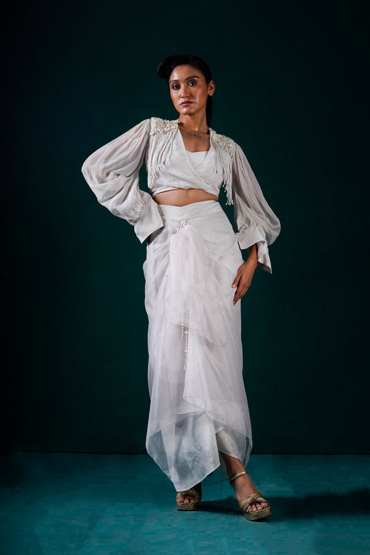 "Serein" top with bustier and skirt