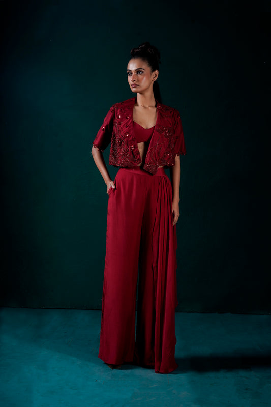 Merlot Jacket with bustier and pants