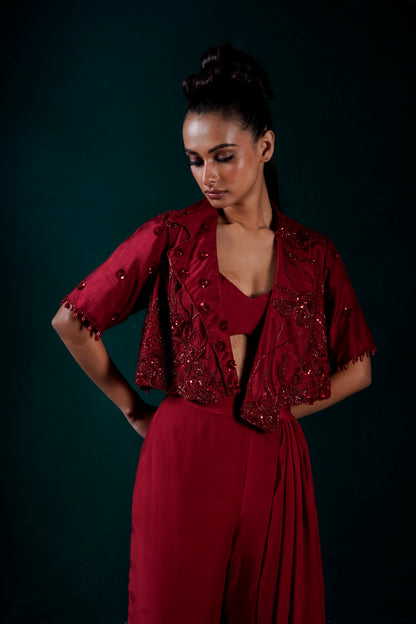 Merlot Jacket with bustier and pants