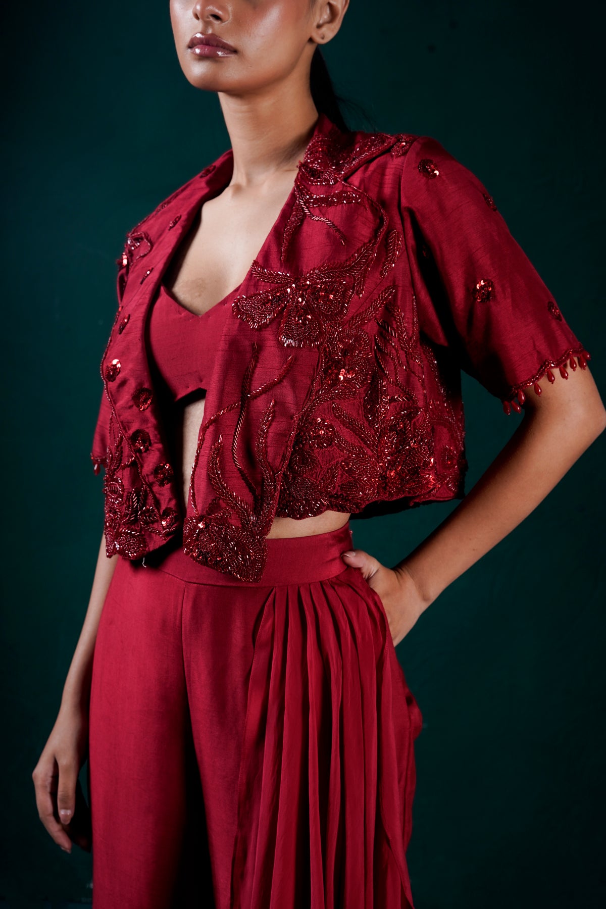 Merlot Jacket with bustier and pants