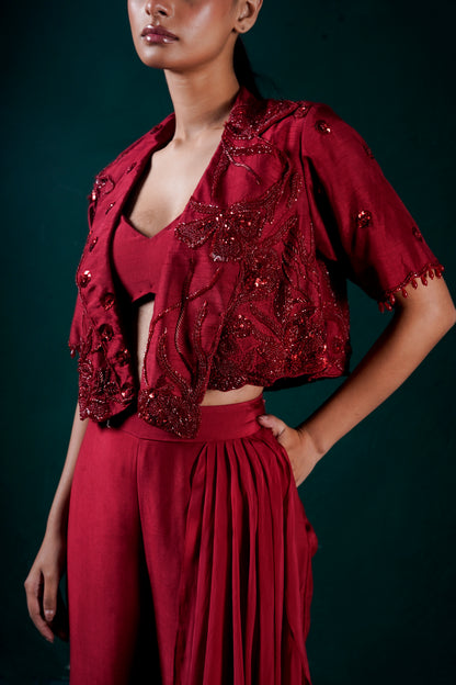 Merlot Jacket with bustier and pants
