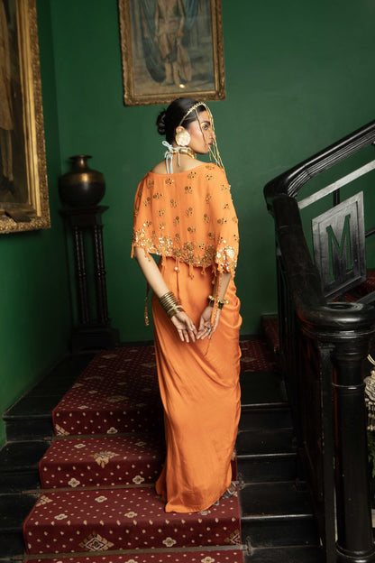 "Amber Rind"  Cape With Bustier & Drape Skirt