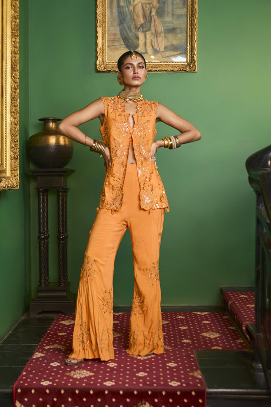 "Marigold" Jacket With Bustier & Flared Pants