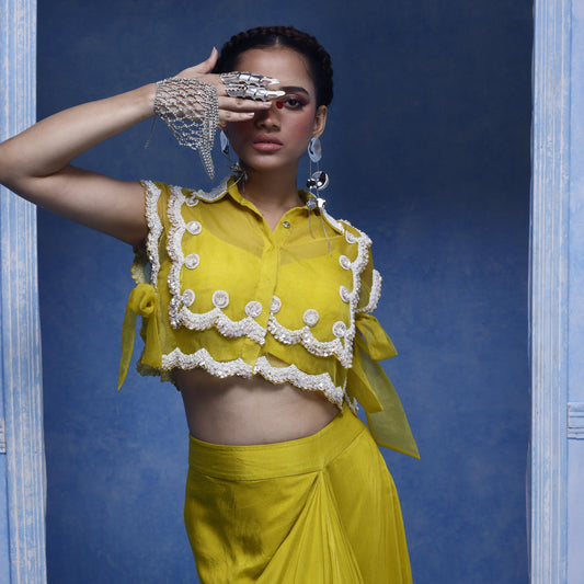 "Tendril" Overlay Cape, Bustier & Drape skirt