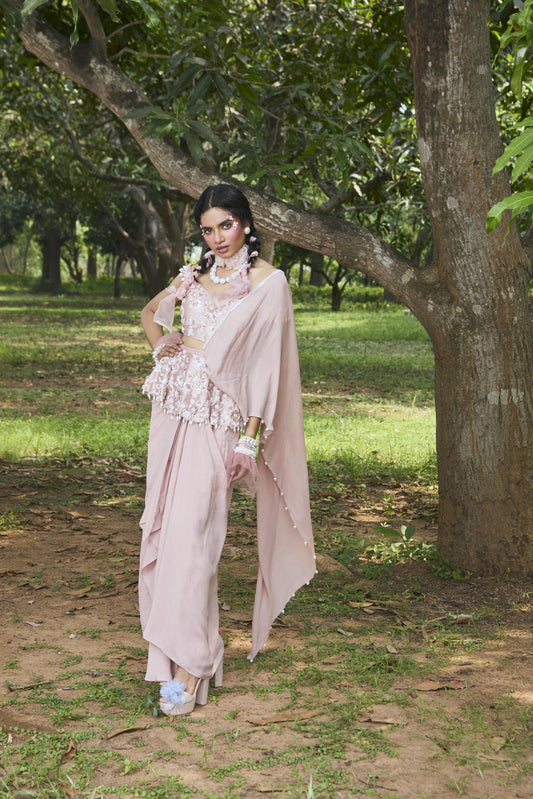 "Velina" Peplum  with Bustier  & a drape Saree