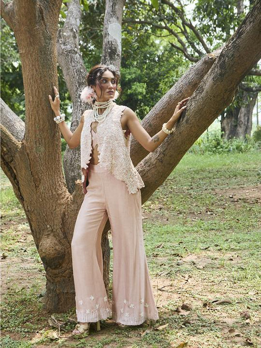 "Cherub" Jacket with embroidered Blouse & flared pants.