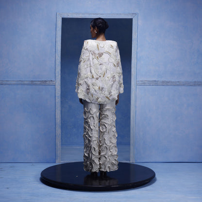 "Rosewater" Cape with Crop & "Sealed light" Pants