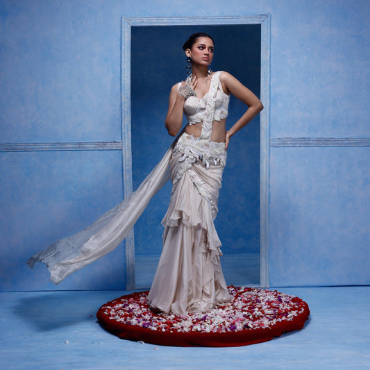 "Beneath the bloom" Saree