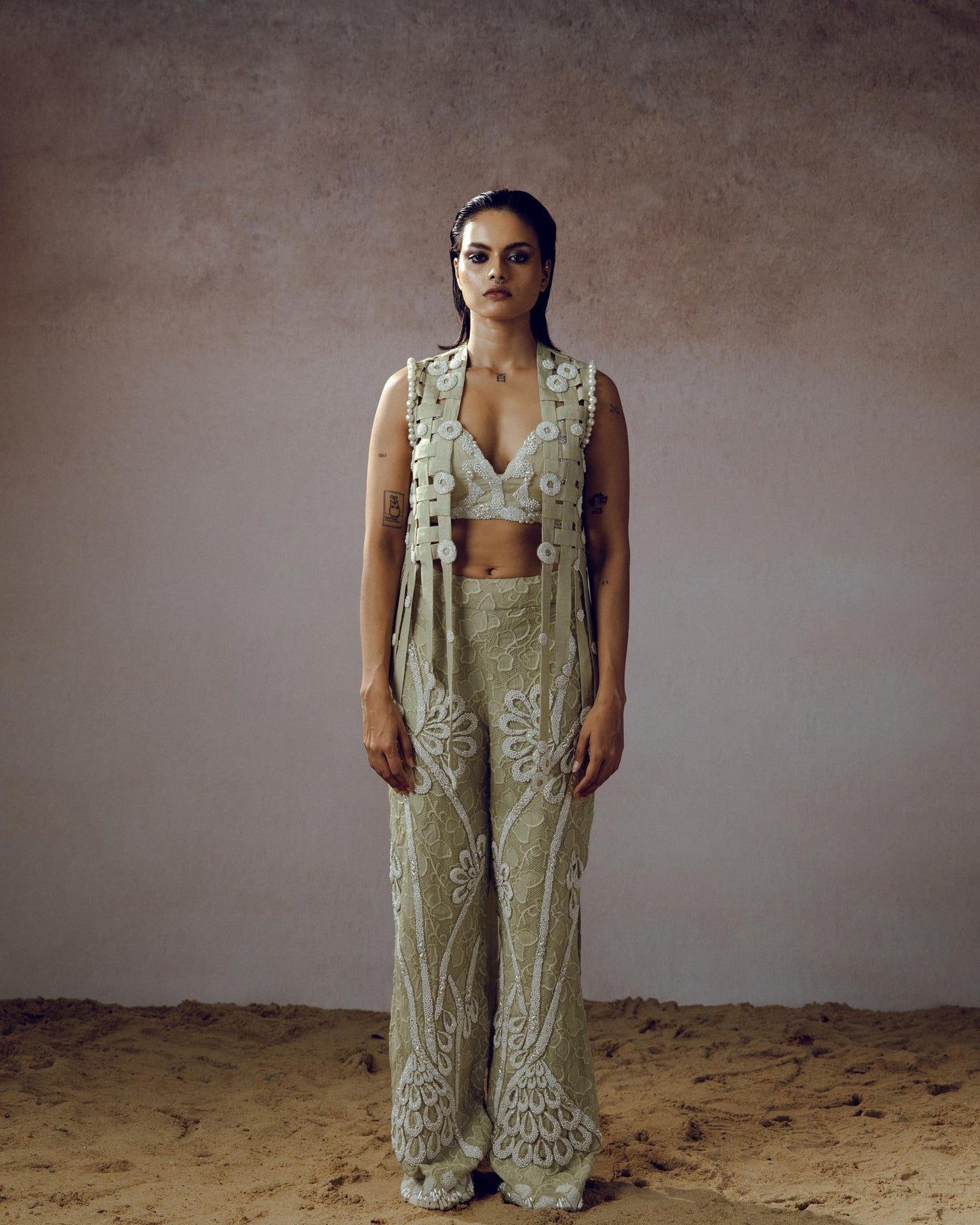 "Eirwyn" Jacket With. bustier & embroidered Pants