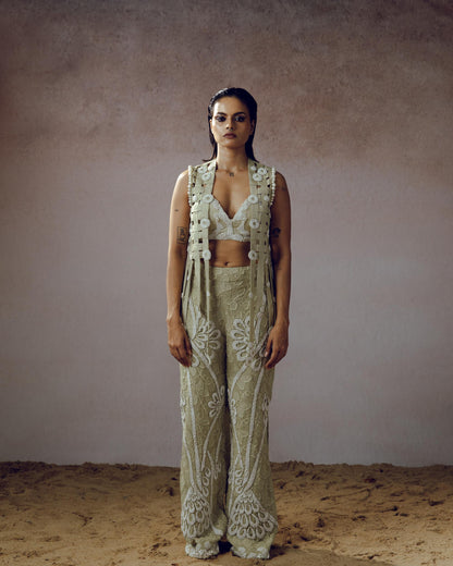 "Eirwyn" Jacket With. bustier & embroidered Pants