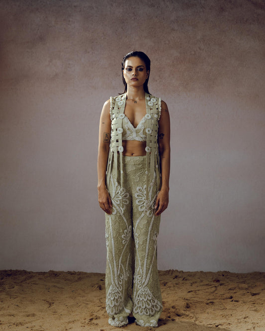 "Eirwyn" Jacket With. bustier & embroidered Pants