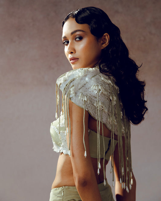 "bracklin" Cape with Bralette & "Mossara" pants