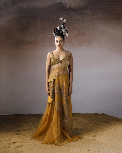"Drevale" drape & skirt with bustier